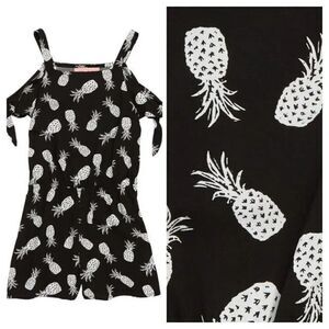 Mia Chica Cold Shoulder Pineapple Print Romper